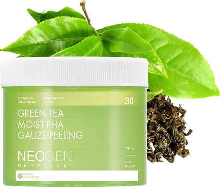 Пилинг-пэды с зеленым чаем Neogen Dermalogy Green Tea Moist PHA Gauze Peeling 30шт